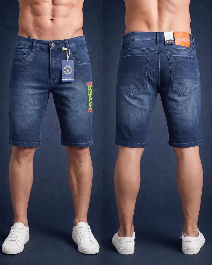 [HJ-002650-32-AZUL-2] Bermuda strech llana estampada (32, Azul #2)