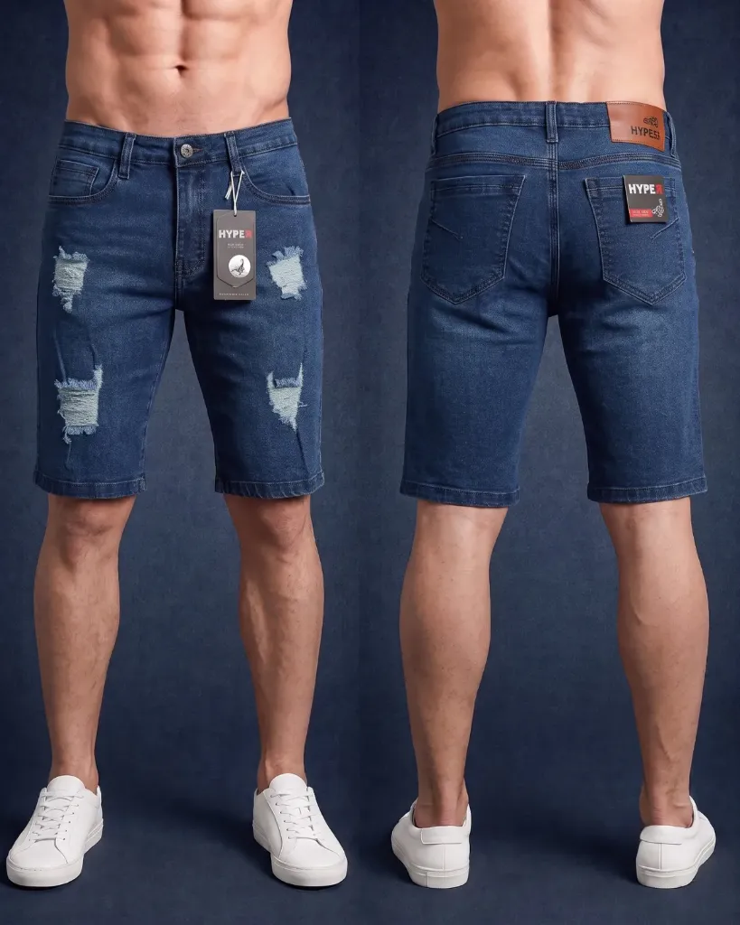 [HJ-002655-30-AZUL-OSCURO] Bermuda strech rasgada (30)