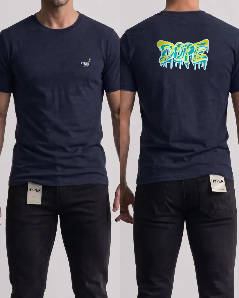 [HJ-002622-L-AZUL-OSCURO] Camiseta estampada (Dope) (L, Azul oscuro)