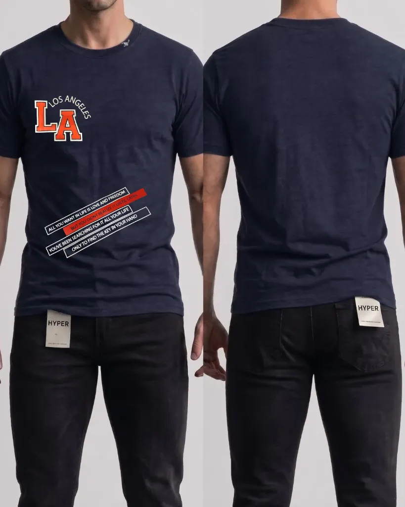 [HJ-002567-XL-AZUL-OSCURO] Camiseta estampada (LA) (XL, Azul oscuro)