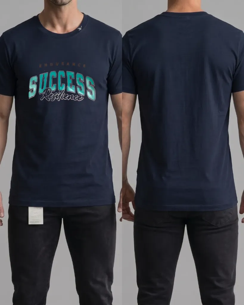 [HJ-002569-L-AZUL-OSCURO] Camiseta estampada (Success) (L, Azul oscuro)