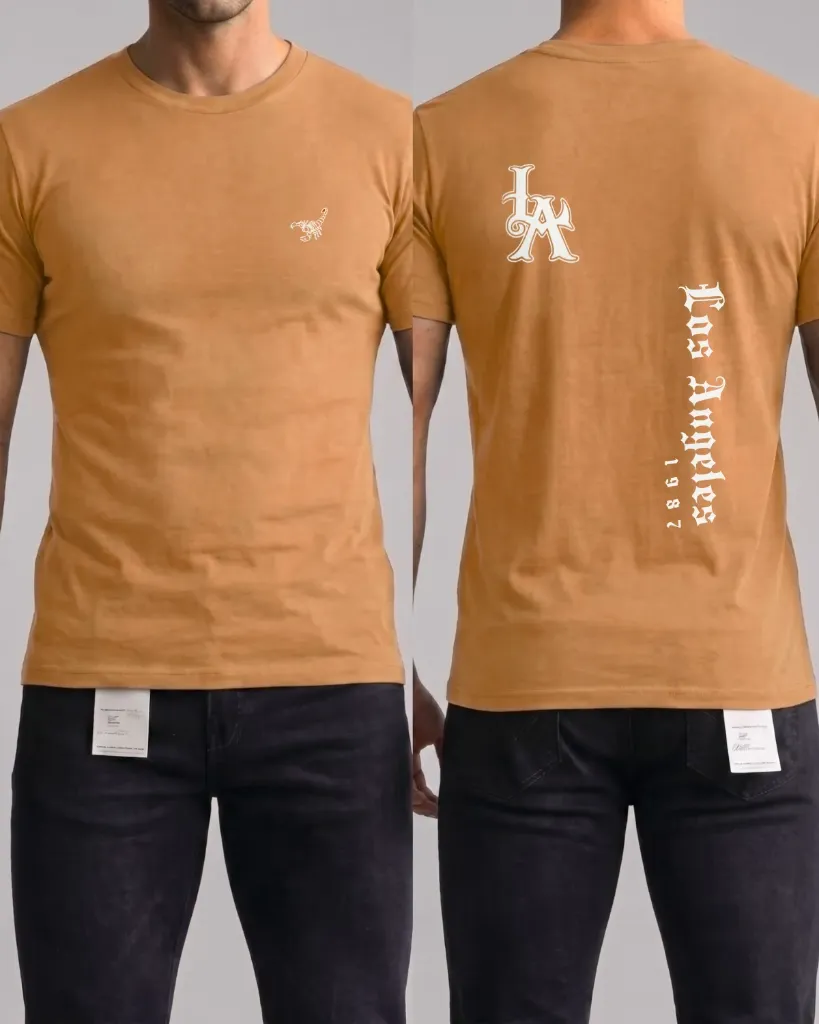 [HJ-002565-L-MAMEY] Camiseta estampada (Los Angeles 1987) (L, Mamey)