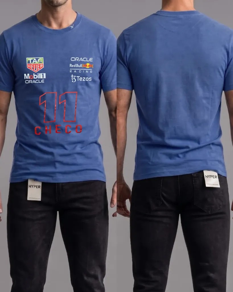 [HJ-002586-M-AZUL-CLARO] Camiseta estampada (11 Checo) (M, Azul claro)