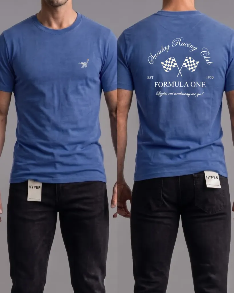 [HJ-002674-XL-AZUL-CLARO] Camiseta estampada (Formula one) (XL)