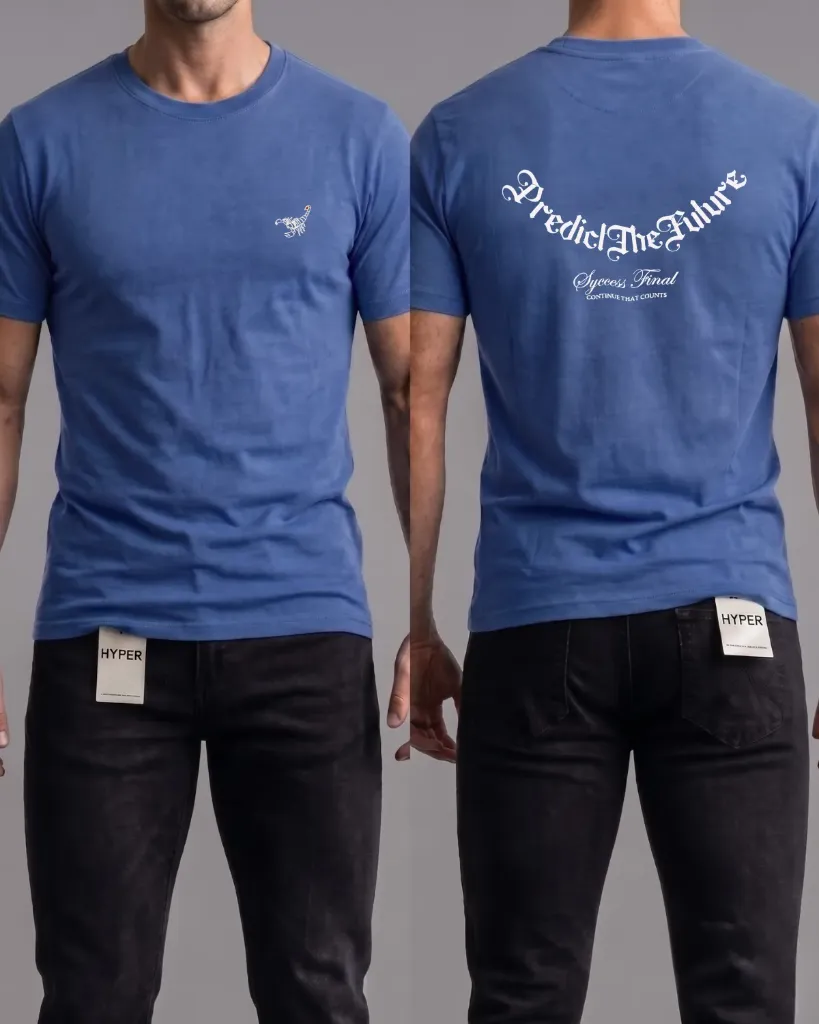 [HJ-002603-M-AZUL-CLARO] Camiseta estampada (Predit the future) (M, Azul claro)