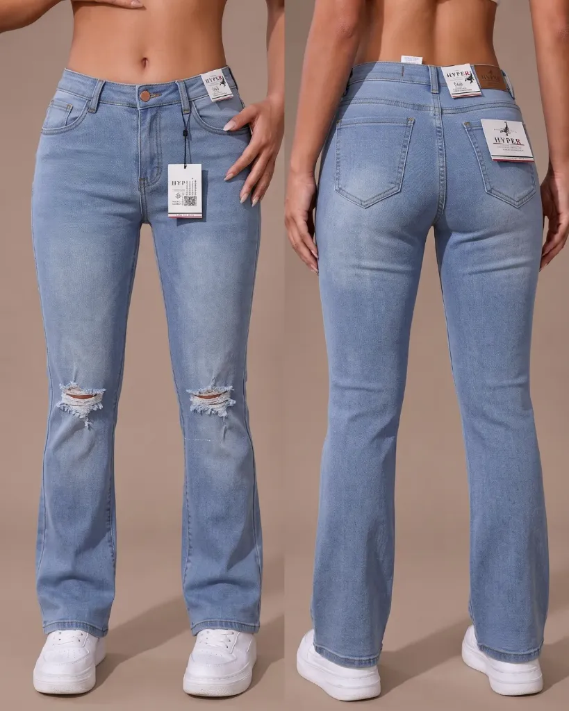 [HJ-002685-10-CELESTE-2] Acampanado strech rasgado hyper (10, Celeste #2)