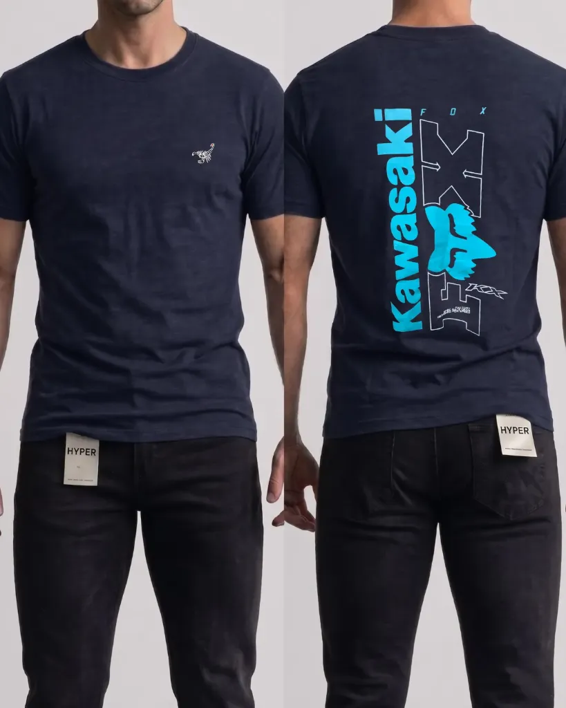 [HJ-002630-XXXL-AZUL-OSCURO] Camiseta estampada (Kawasaki) (Azul oscuro)