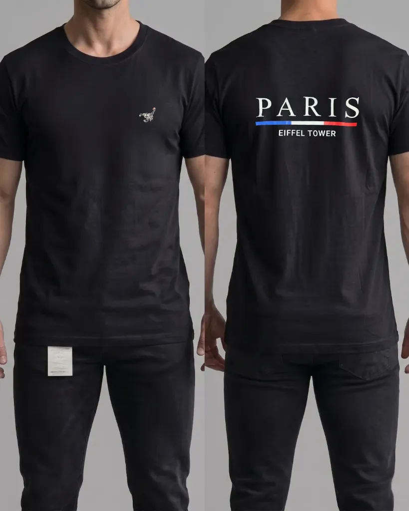 [HJ-002597-XL-NEGRO] Camiseta estampada (Paris eiffel tower) (XL, Negro)