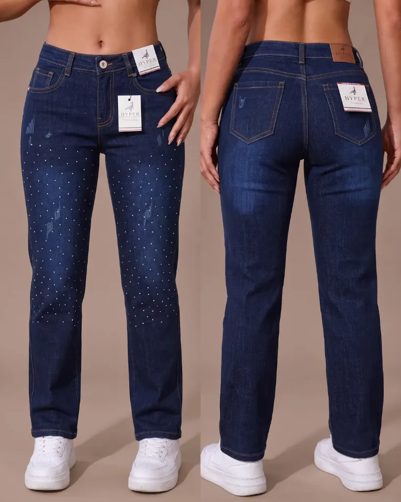 Liquidación recto jeans strech mototool con brillos