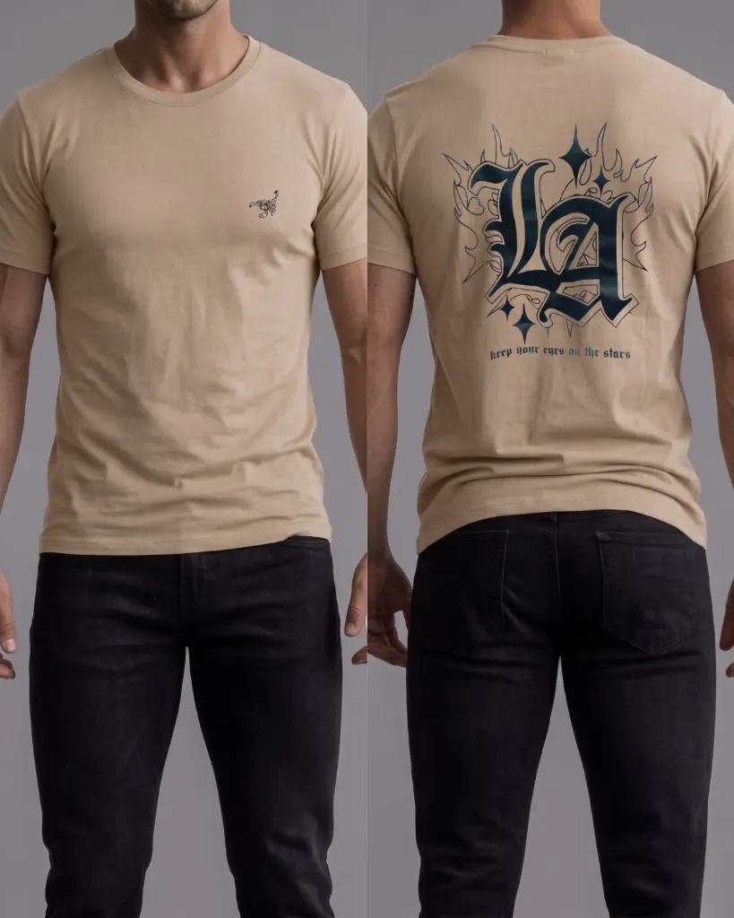 Camiseta estampada (LA con llamas)