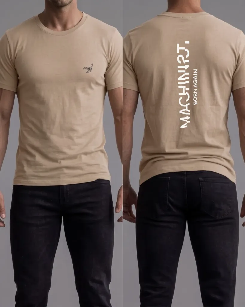 [HJ-002568-L-CAMEL] Camiseta estampada (Machinist) (L, Camel)