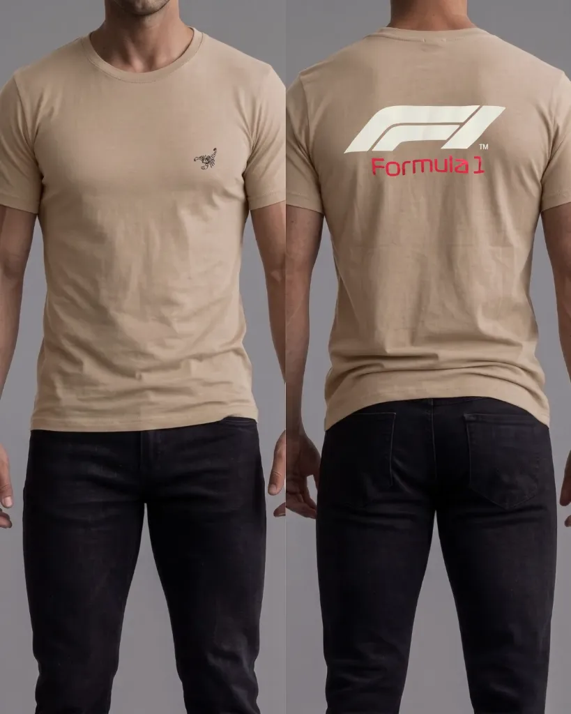[HJ-002651-L-CAMEL] Camiseta estampada (Formula 1) (L, Camel)