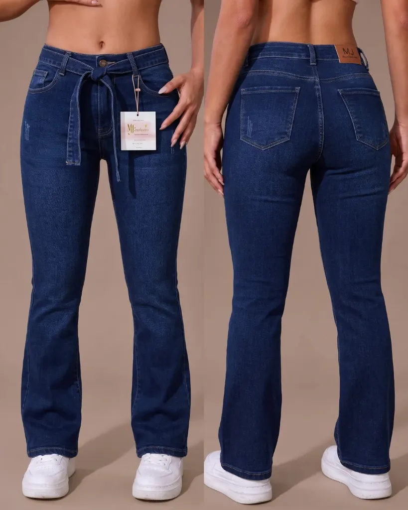 [HJ-002813-8-AZUL-MEDIO] Liquidación acampanado strech con tiras (8, Azul medio)