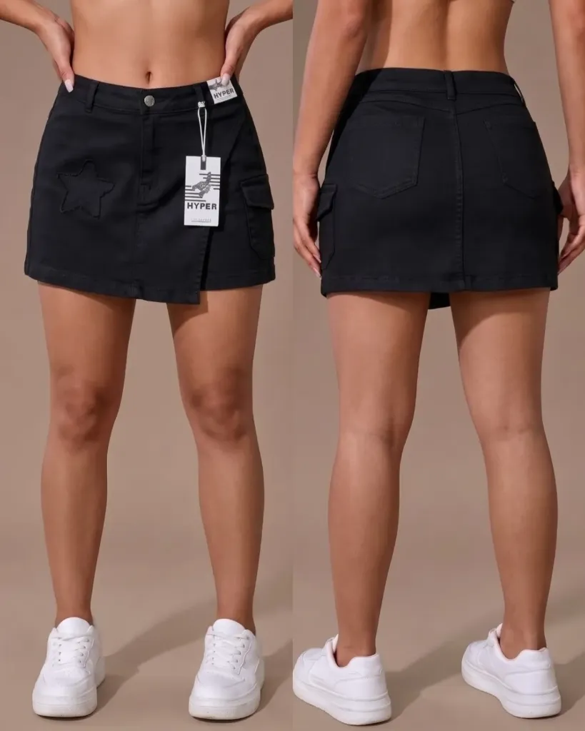 Short falda strech cargo con estrella