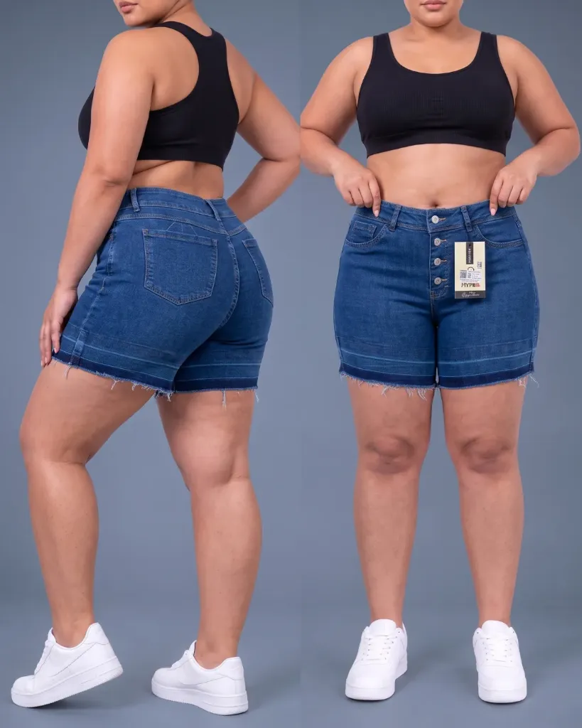 Short strech plus de 4 botones con basta deshilachada