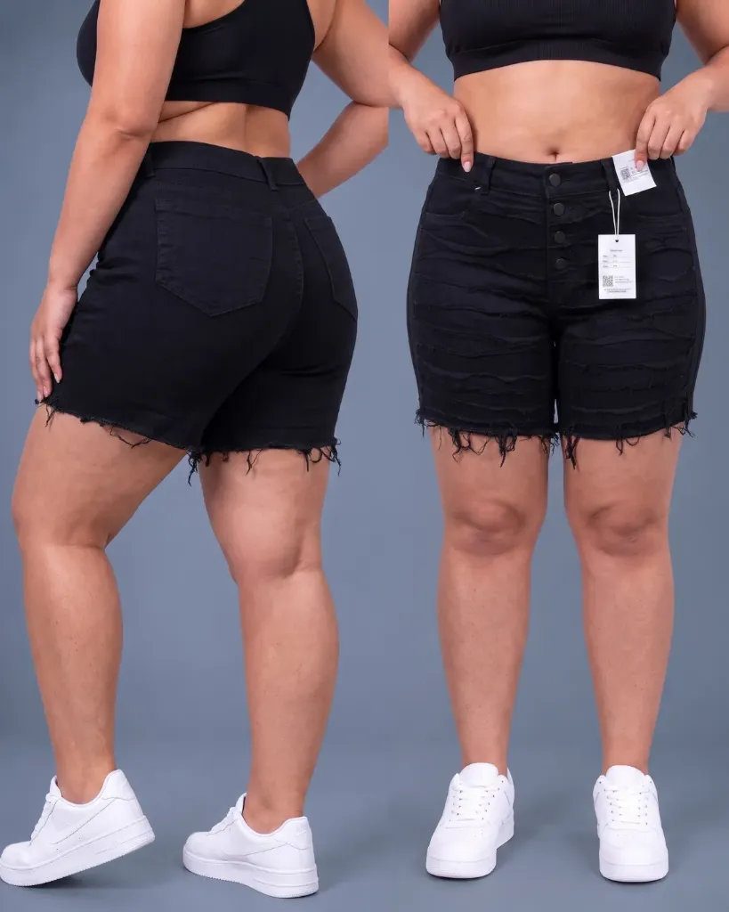 Short strech plus deshilachado de 4 botones