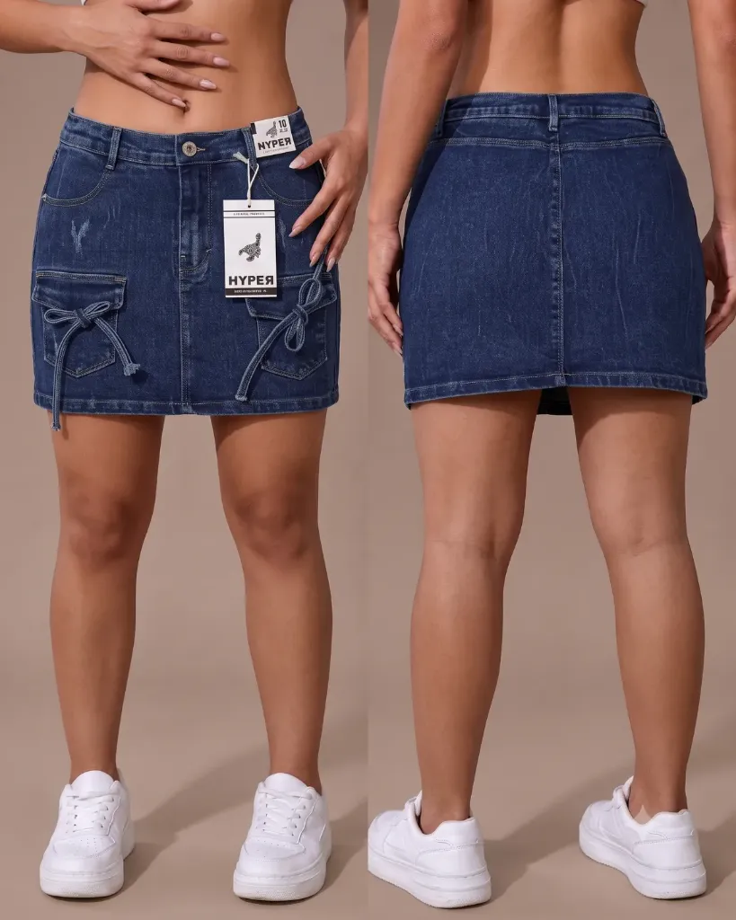 [HJ-002504-6-AZUL-3] Falda short strech con bolsillos delanteros (6, Azul #3)