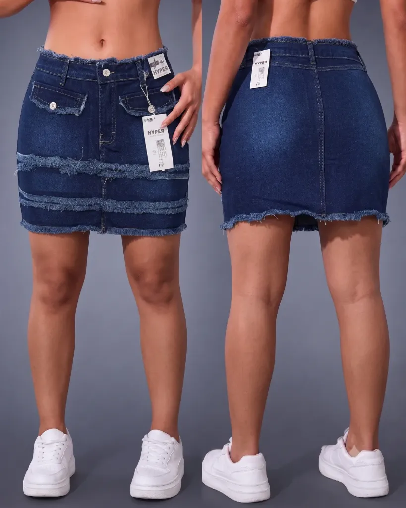 Falda short rigida deshilachada