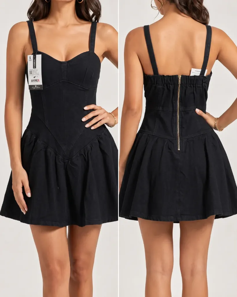 Vestido short corsé strech con volantes