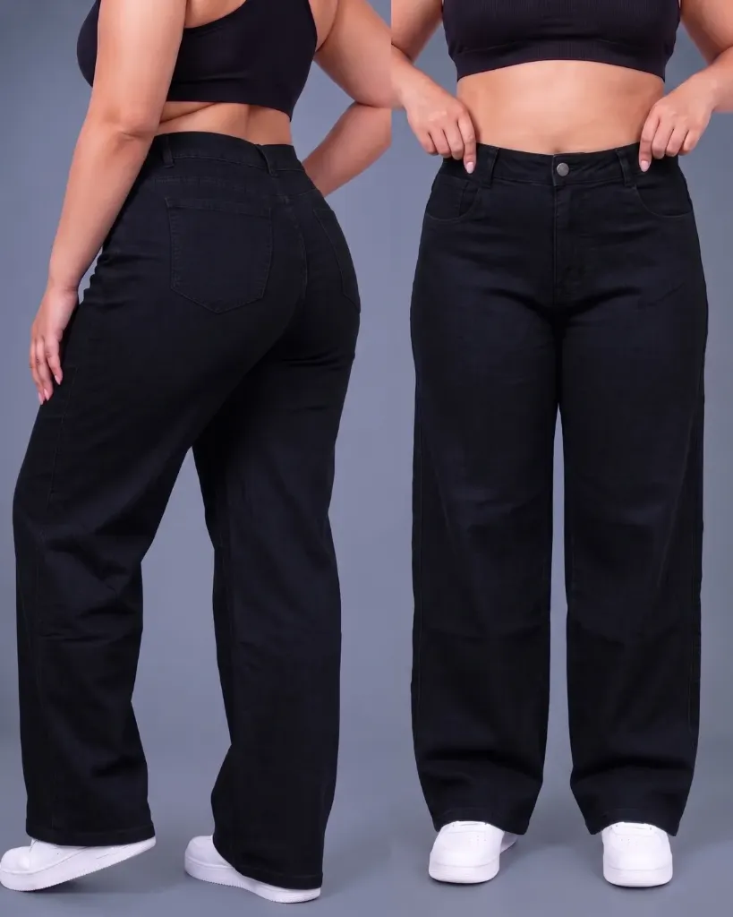Wide leg strech plus de tela camisera