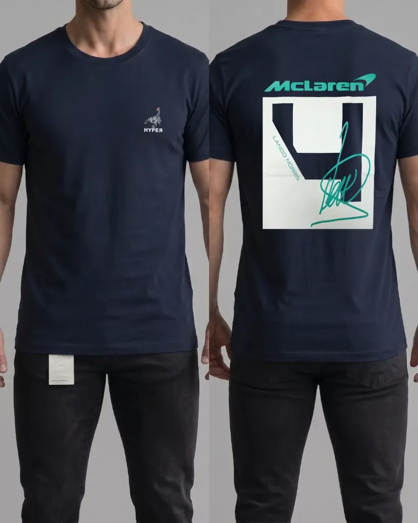 [HJ-003070-L-AZUL-OSCURO] Camiseta estampada (Mclaren) (L, Azul oscuro)
