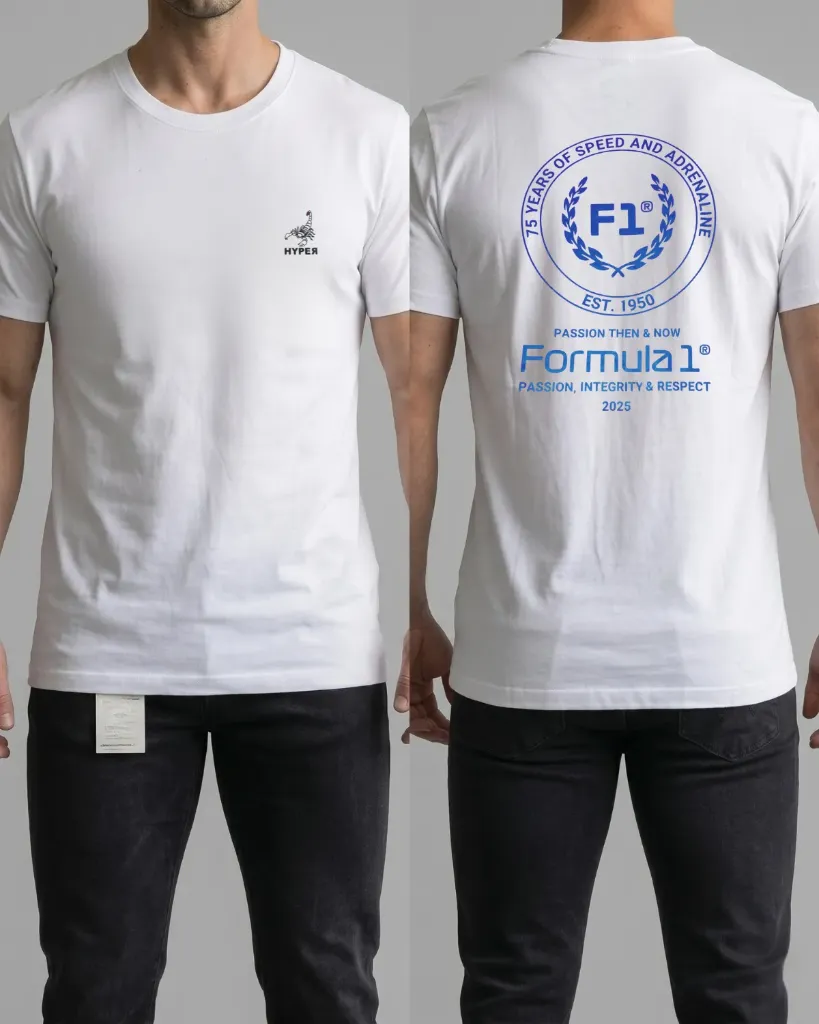 [HJ-003091-L-BLANCO] Camiseta estampada (Formula 1) (L, Blanco)