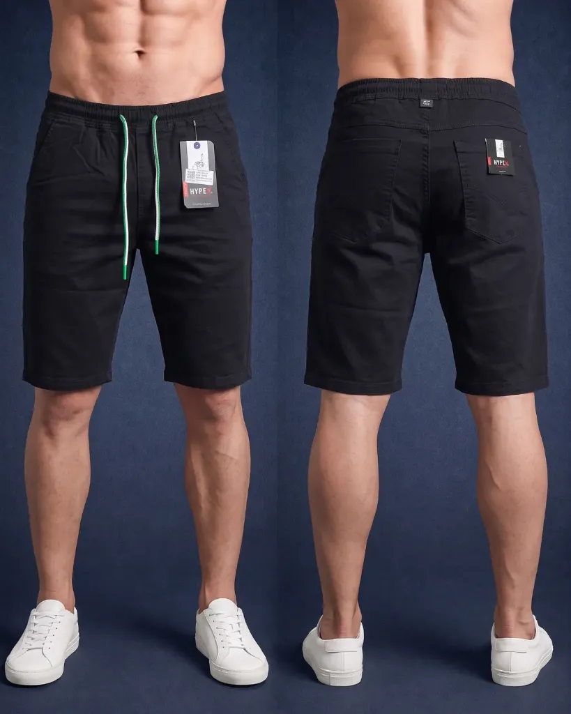 [HJ-003146-30-NEGRO] Bermuda gabardina strech con elastico (30, Negro)
