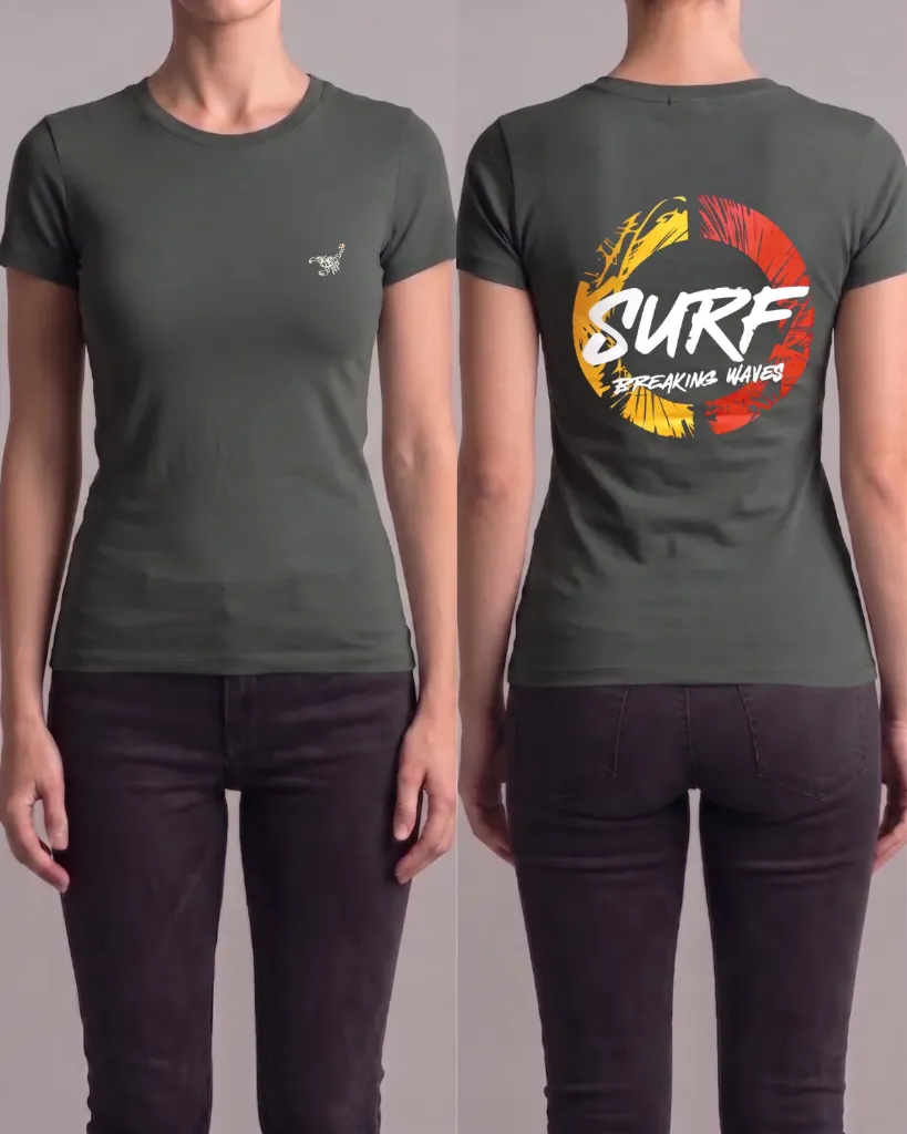 [HJ-002883-XL-GRIS-OSCURO] Camiseta estampada (Surf) (XL, Gris oscuro)