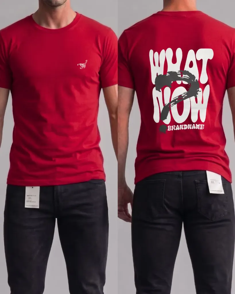 [HJ-002621-L-ROJO] Camiseta estampada (What now) (L, Rojo)