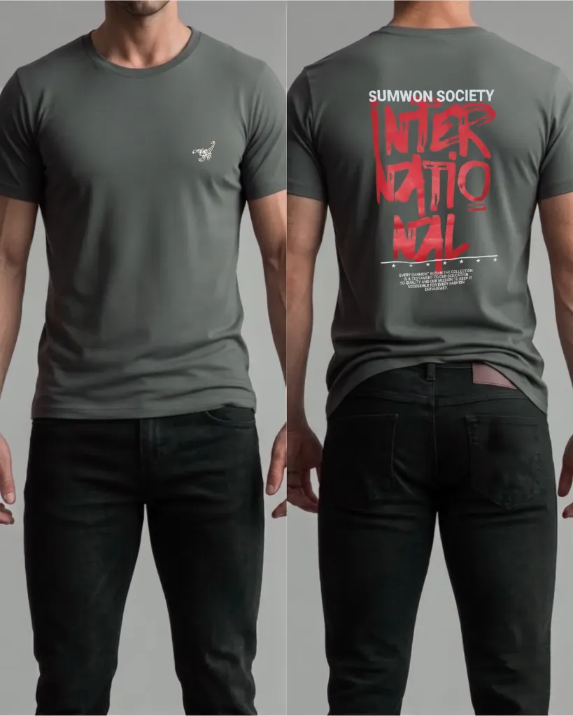 [HJ-002805-M-GRIS-OSCURO] Camiseta estampada (International) (M, Gris oscuro)
