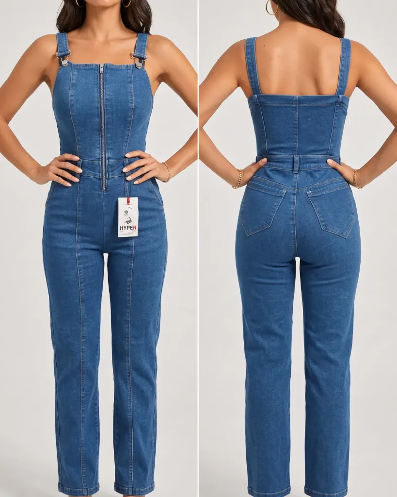 Enterizo jeans strech con cierre