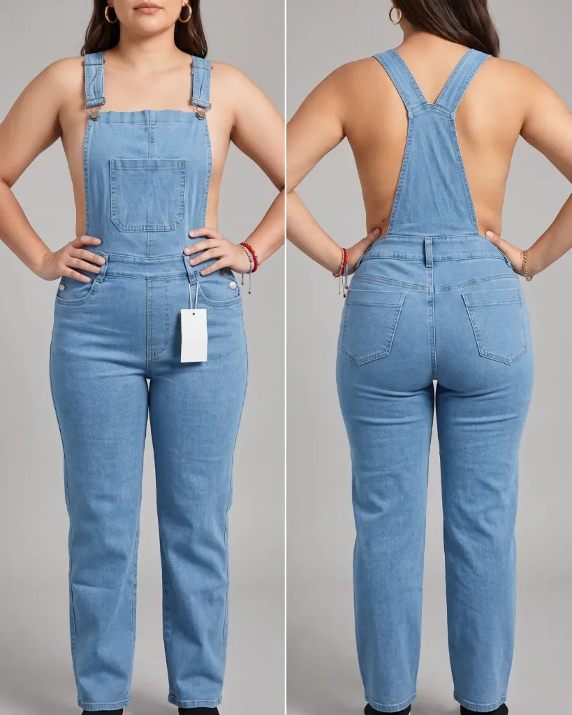 [HJ-003200-14-CELESTE] Overol jeans strech