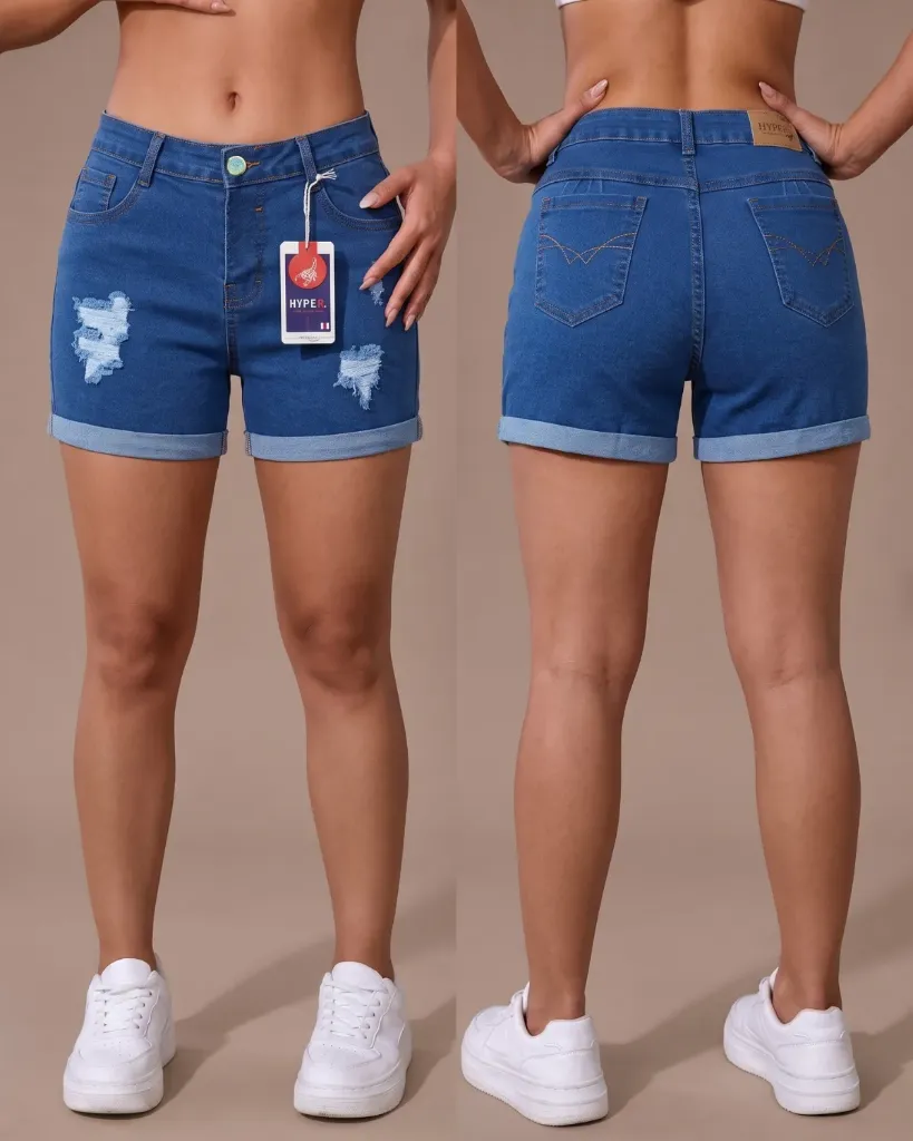 short strech rasgado de 1 botón con dobladillo