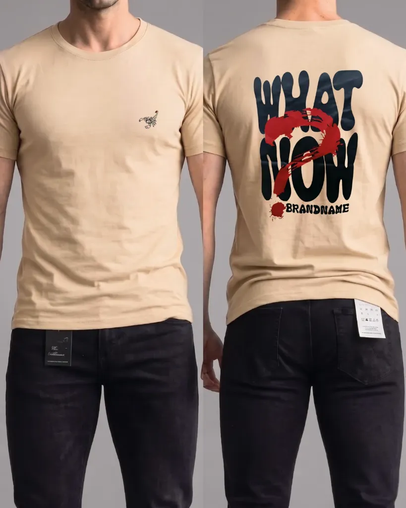 [HJ-002621-M-CREMA] Camiseta estampada (What now) (M, Crema)
