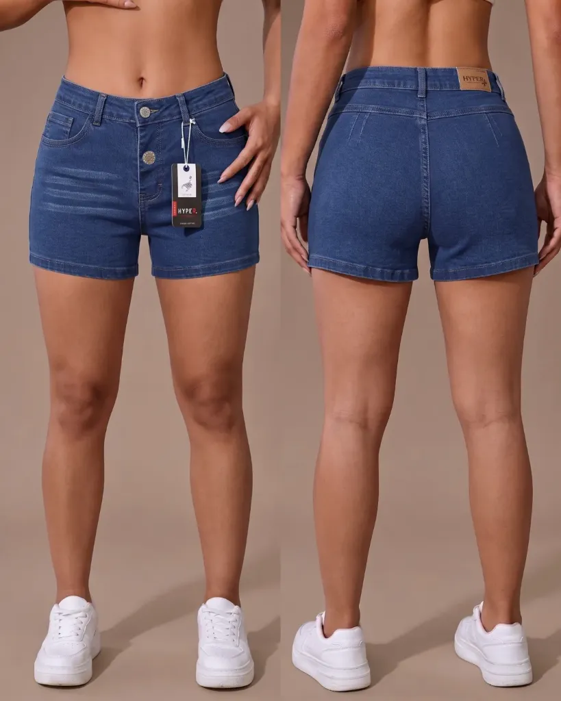 Short strech bigotes de 2 botones levanta cola