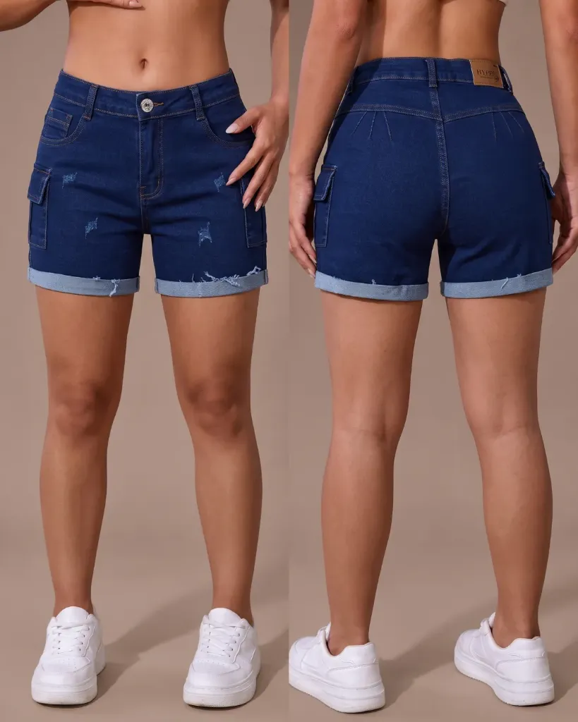 Short strech mototool cargo con dobladillo