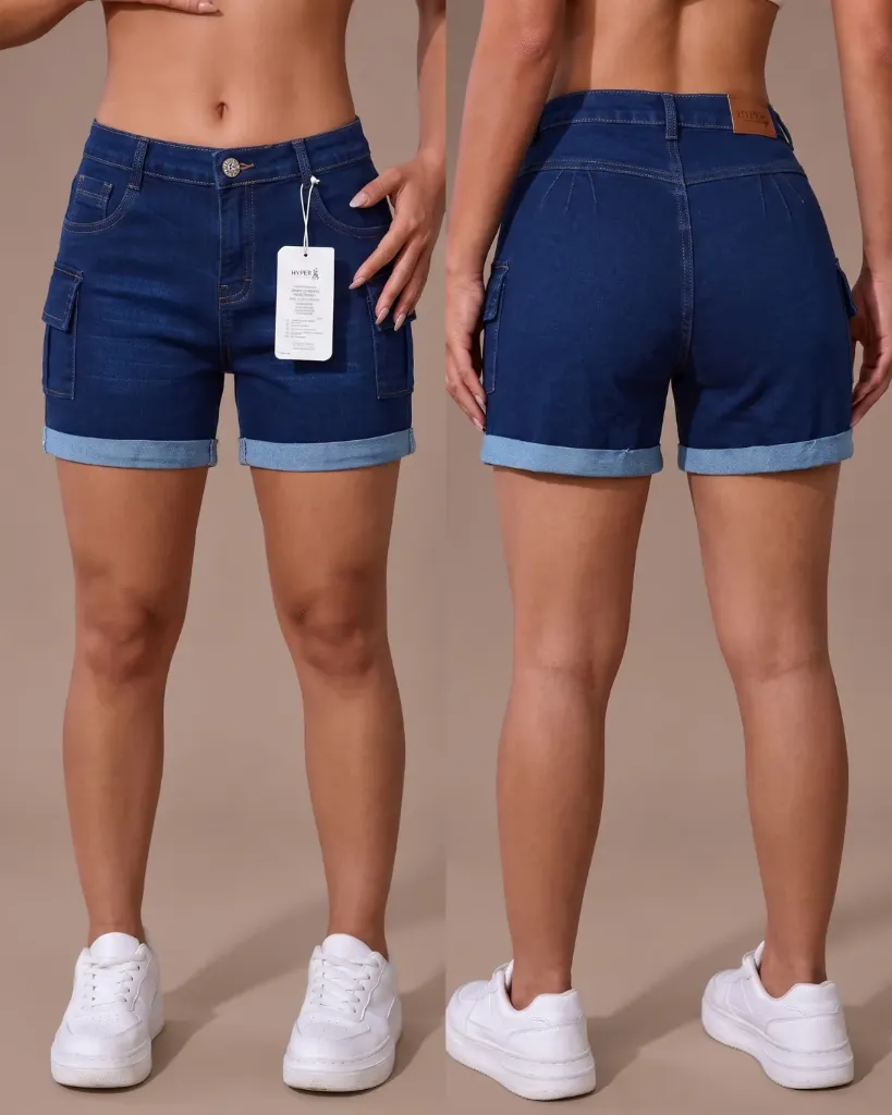 Short strech bigotes cargo con dobladillo