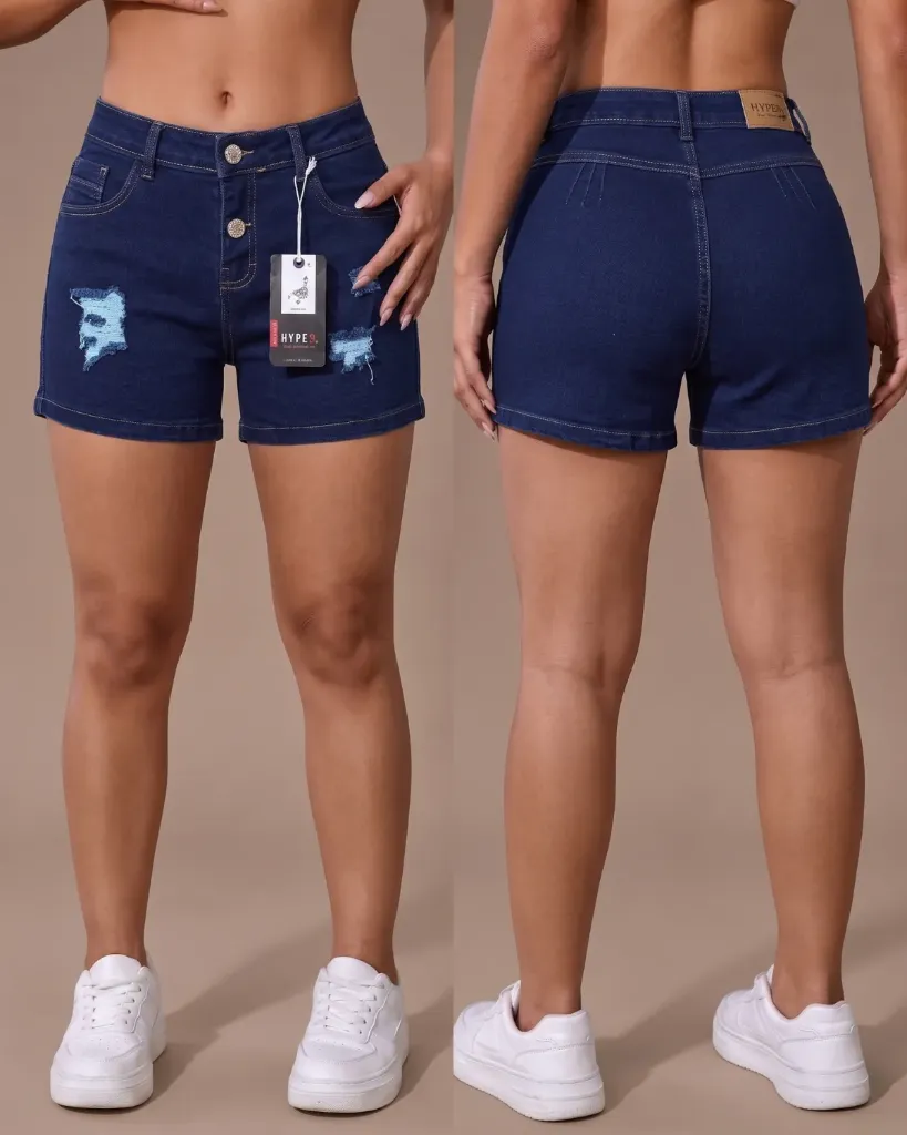 Short strech rasgado de 2 botones levanta cola