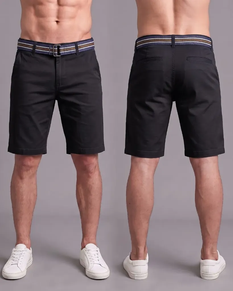 Bermuda gabardina strech con cinturón