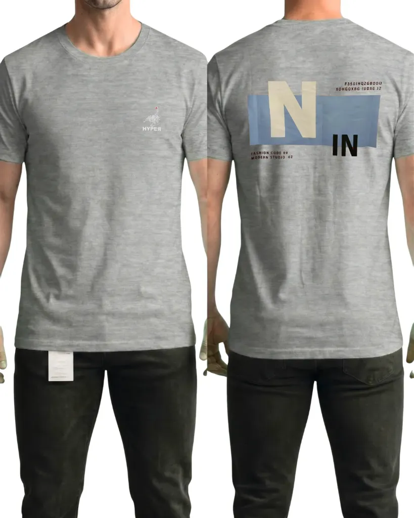 [HJ-003267-M-GRIS-CLARO] Camiseta estampada (Fashion code) (M, Gris claro)