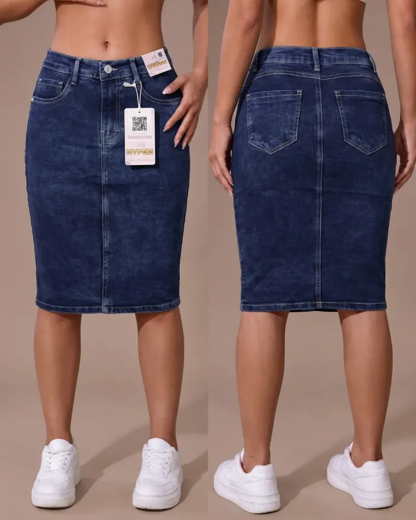 Maxifalda jeans strech llana