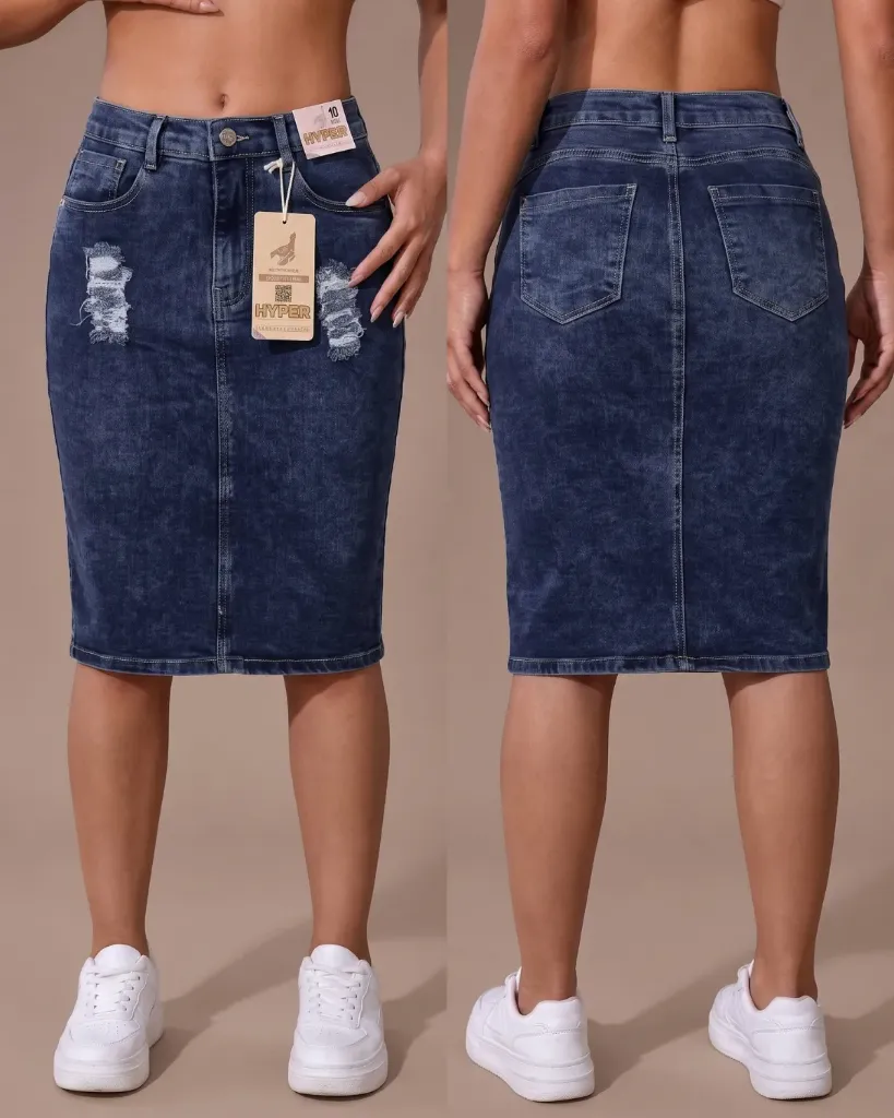 Maxifalda jeans strech rasgada