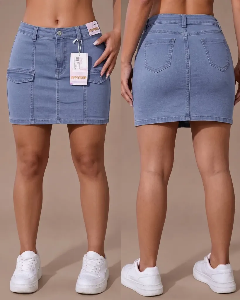 Falda short strech con detalle de falso bolsillo
