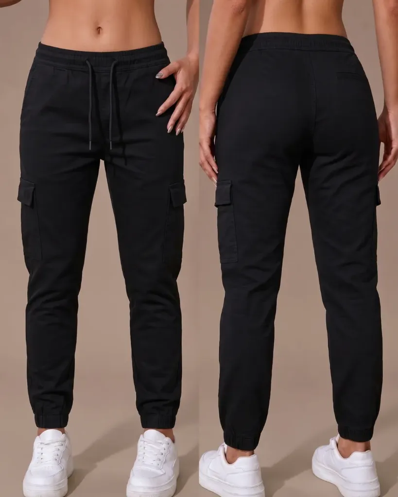 [HJ-003323-8-NEGRO] Jogger strech con bolsillos viviados dama (8, Negro)