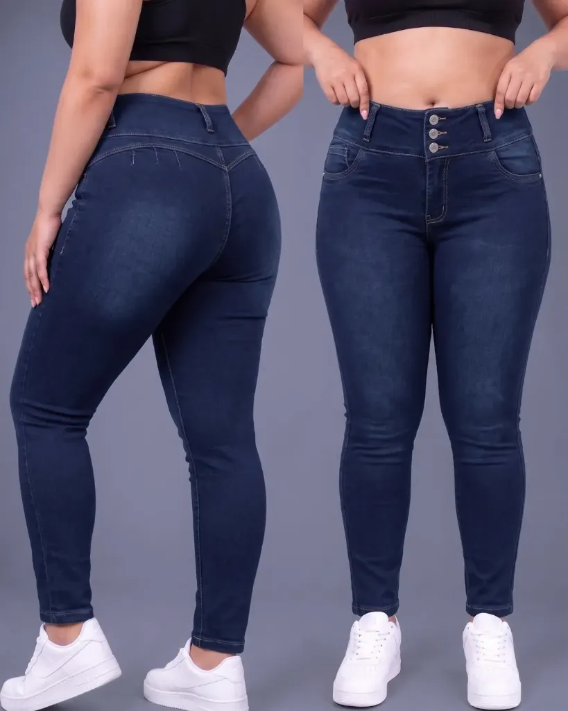 Tubo strech plus llano pretina ancha de 3 botones