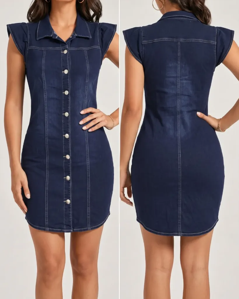Vestido strech con cuello