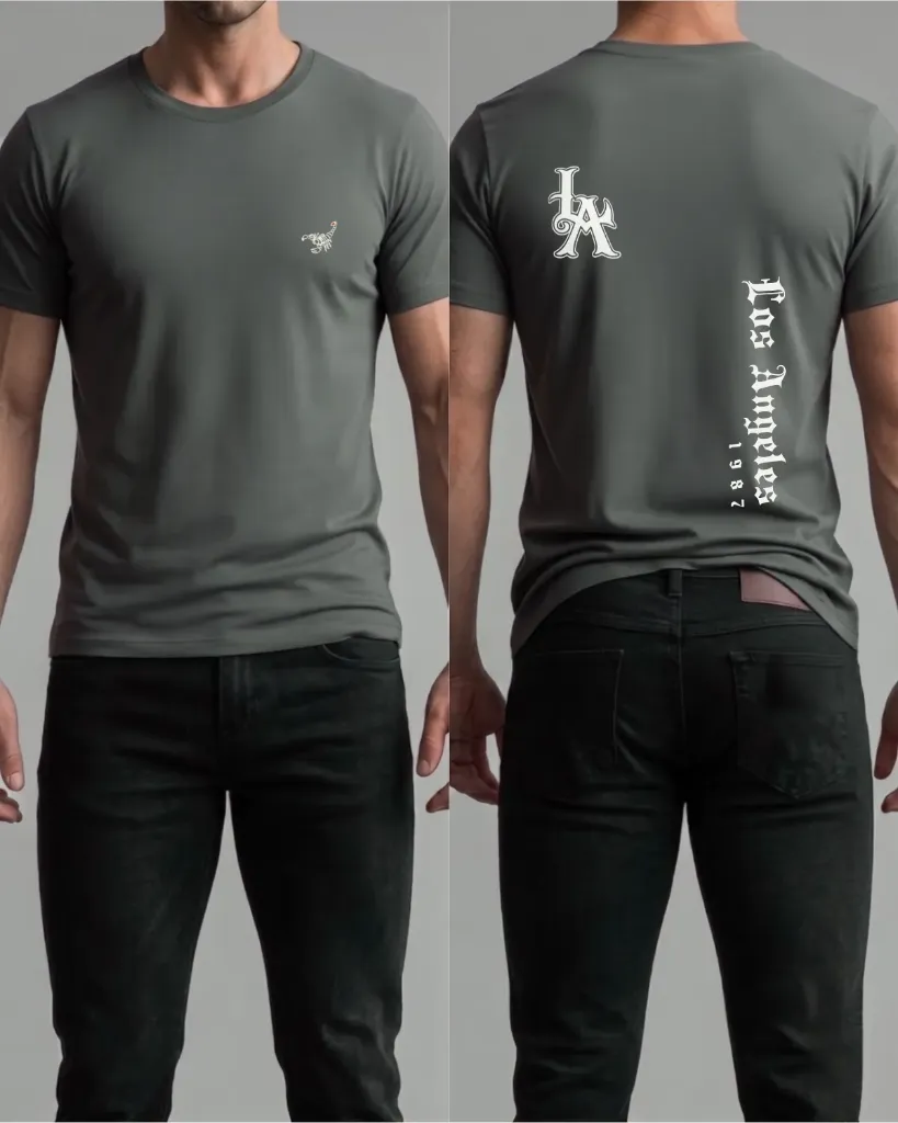 [HJ-002565-XL-GRIS-OSCURO] Camiseta estampada (Los Angeles 1987) (XL, Gris oscuro)