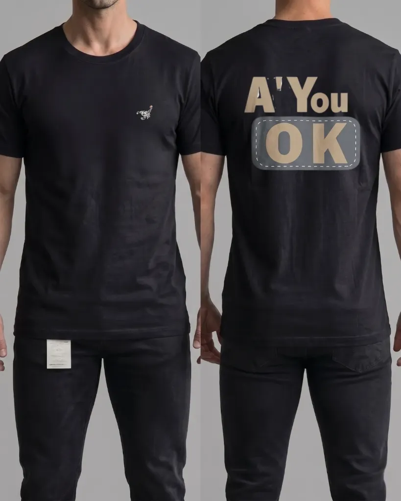 [HJ-002570-XL-NEGRO] Camiseta estampada (A` you ok) (XL, Negro)