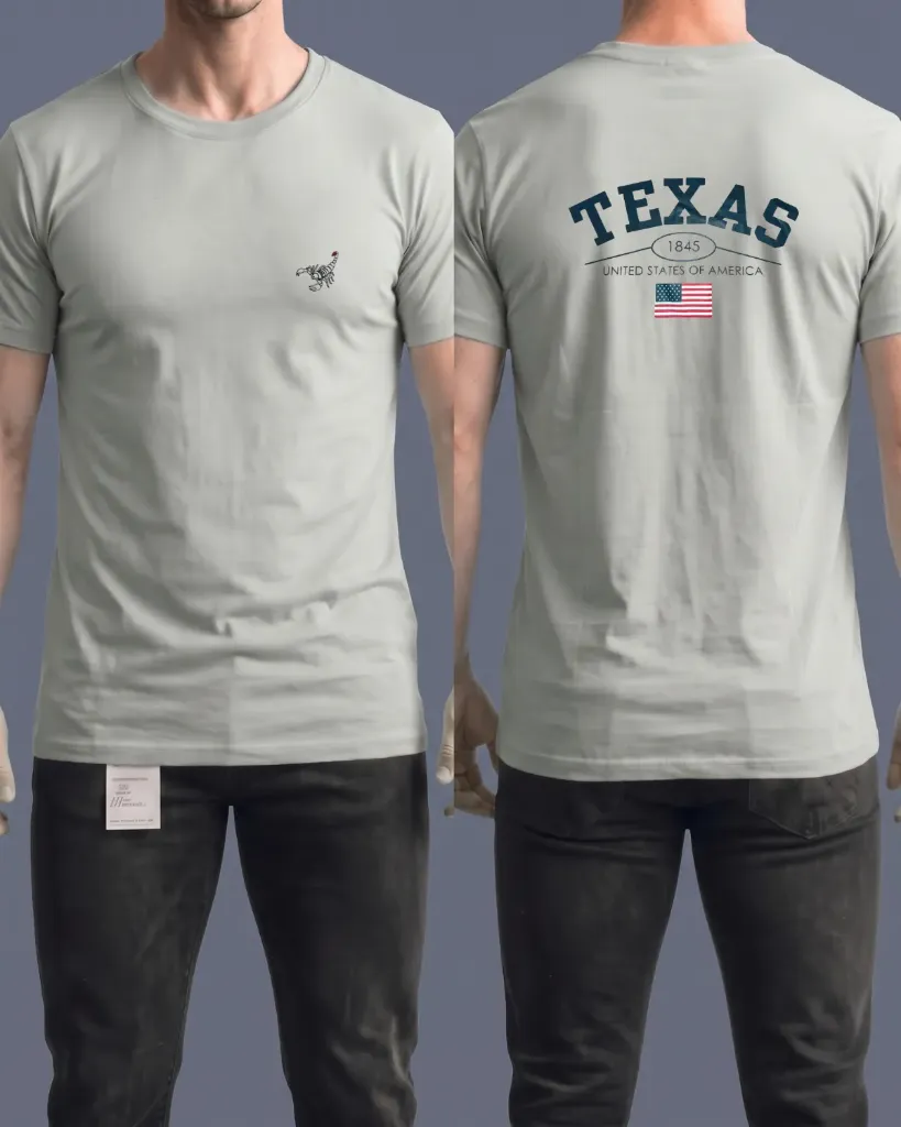 [HJ-003336-XL-GRIS-CLARO] Camiseta estampada (Texas) (Gris claro)