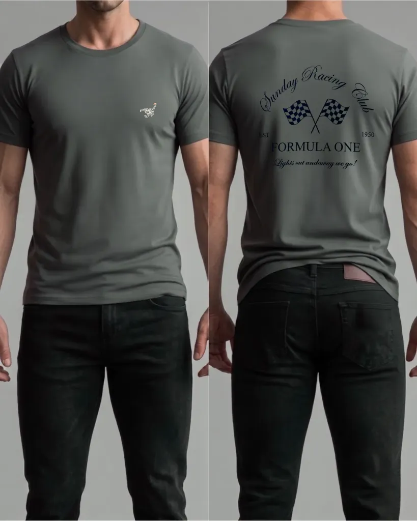 [HJ-002674-XL-GRIS-OSCURO] Camiseta estampada (Formula one) (XL, Gris oscuro)